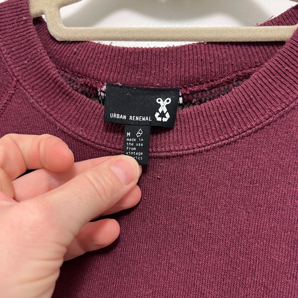 Urban Renewal Burgundy Crewneck Sweatshirt with Back Detail - Picture 3 of 3